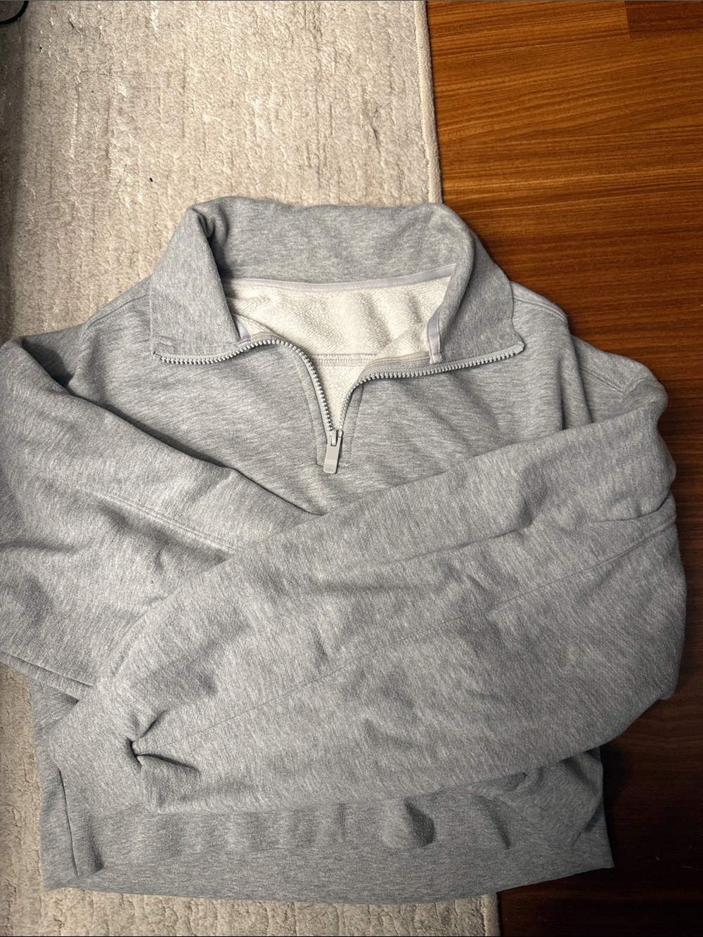 Alo Light Gray Quarter-Zip Sweatshirt